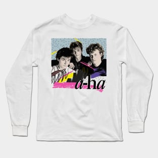 Vintage-Styled 80s A-Ha Design Long Sleeve T-Shirt